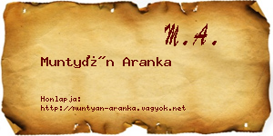 Muntyán Aranka névjegykártya